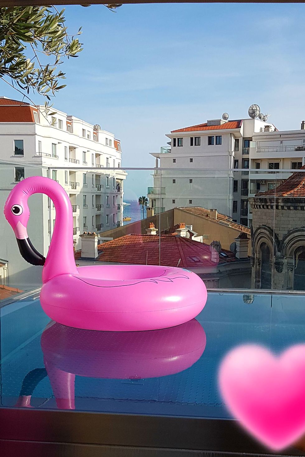 Pink, Reflection, Sky, Flamingo, Design, Water bird, Architecture, Bird, Magenta, Art, 