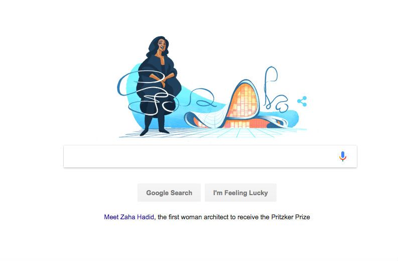 Google Doodle of Zaha Hadid