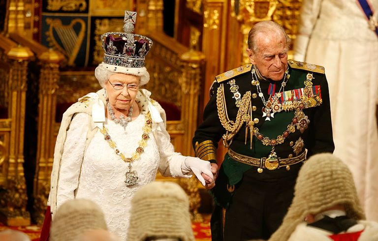 Queen Elizabeth and the Duke of Edinburgh at the 2016 Queen's Speech