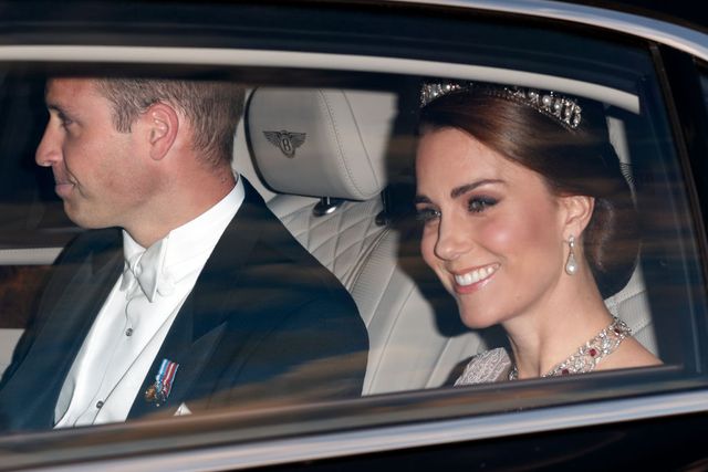 The Duke and Duchess of Cambridge arriving at the State Banquet