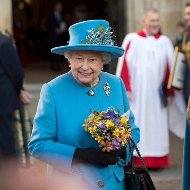 Queen Elizabeth II smiles as she leaves the annual Commonwealth Day service on Commonwealth Day on March 14, 2016 in Westminster Abbey, London | ELLE UK