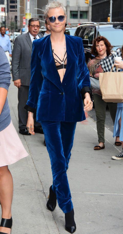 Cobalt blue, Clothing, Blue, Electric blue, Street fashion, Suit, Jeans, Blazer, Outerwear, Fashion, 