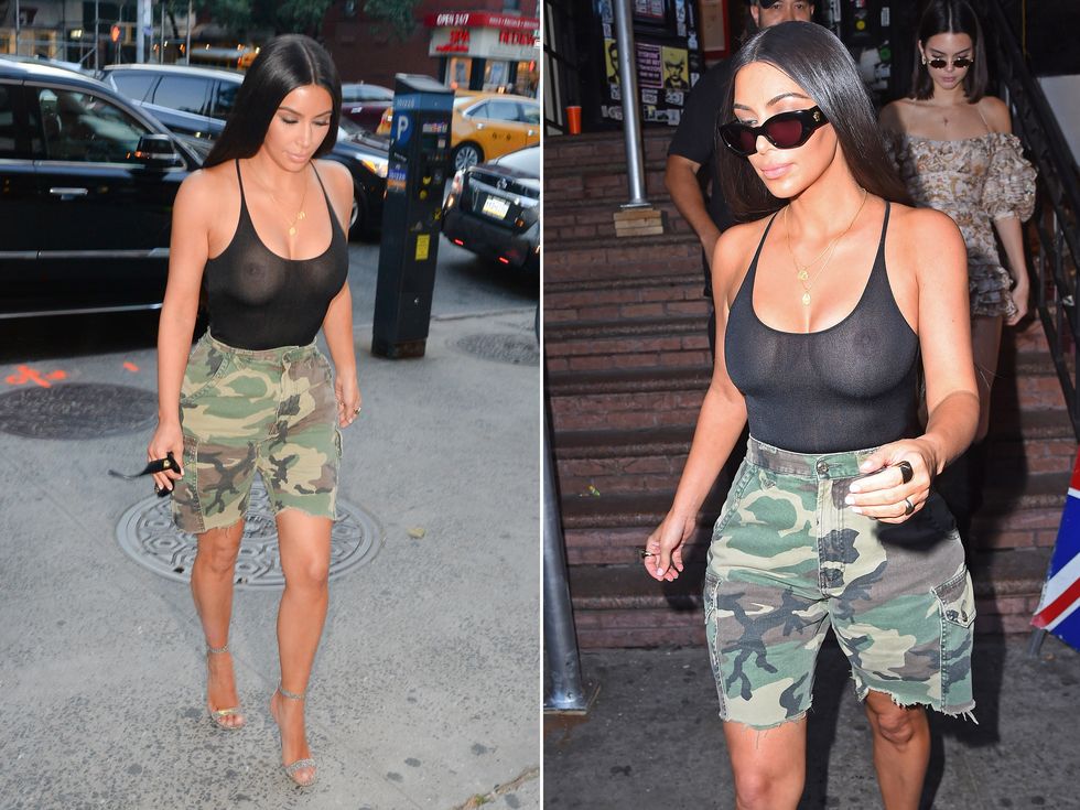 Kim Kardashian wearing a sheer top