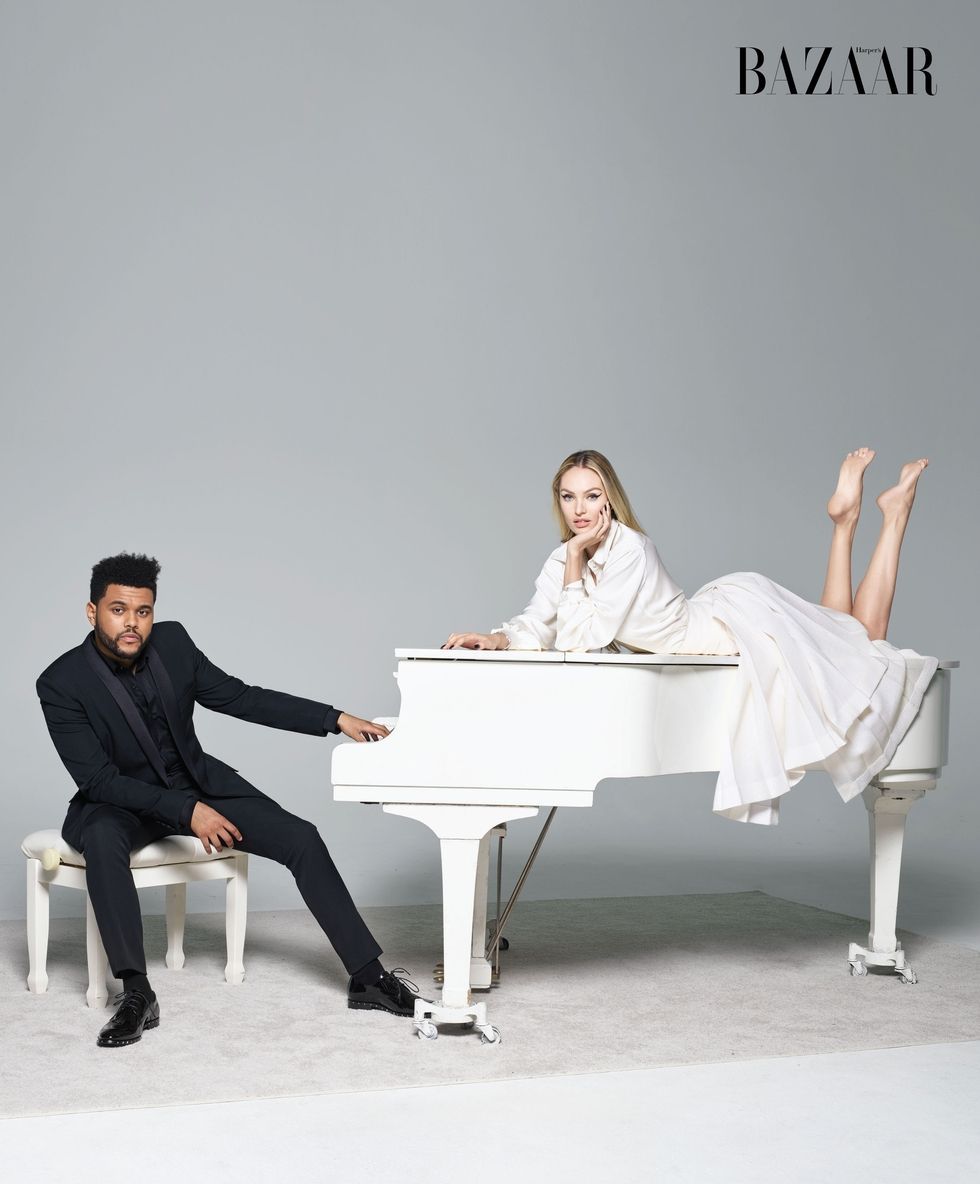 The Weeknd and Candice Swanepoel in the Bazaar Icons shoot