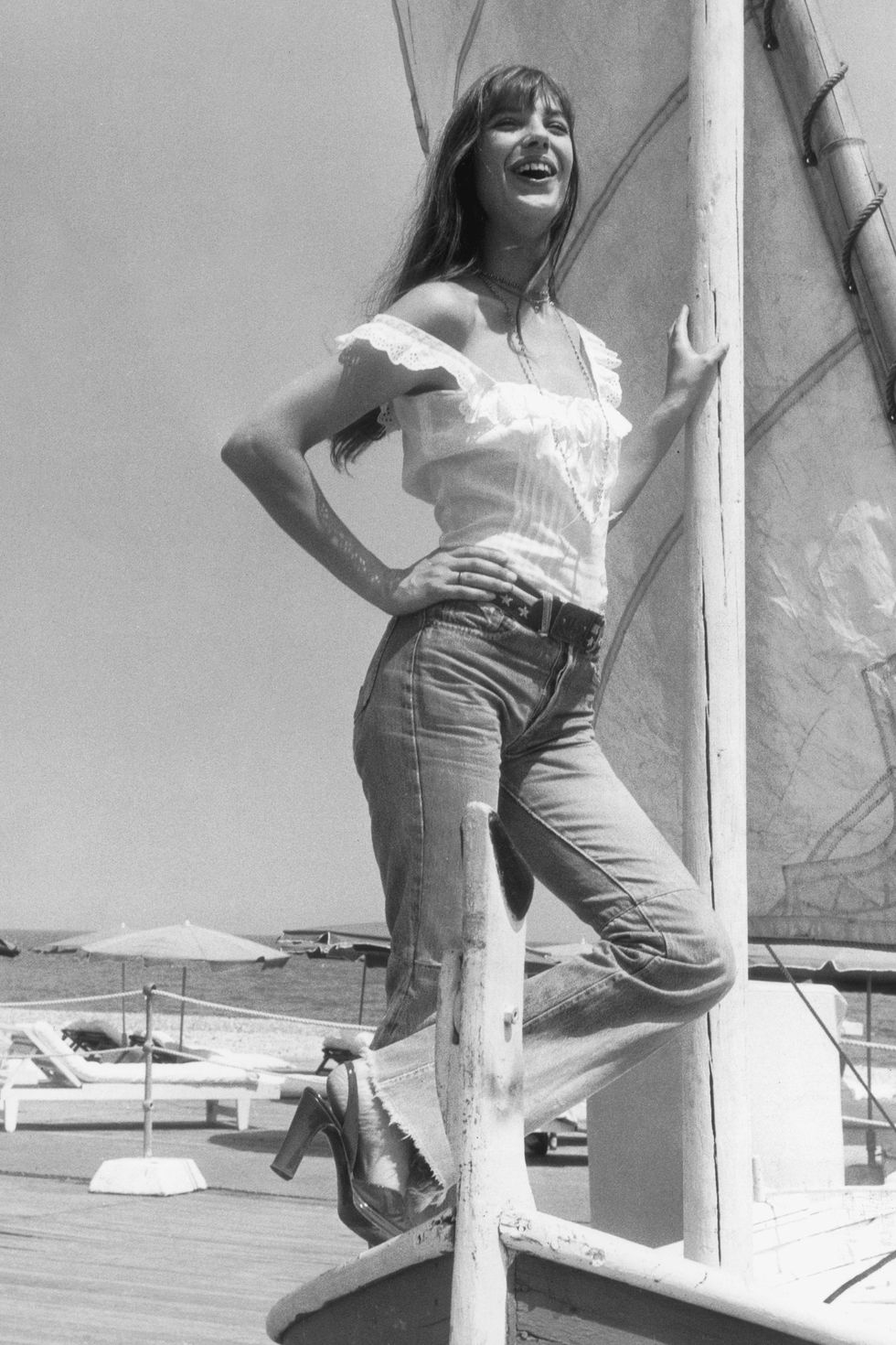 Jane Birkin wearing jeans