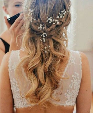 The Top Trending Bridal Hair Accessories On Pinterest Por The Baby S Breath Braid Top Trending Bridal Hair
