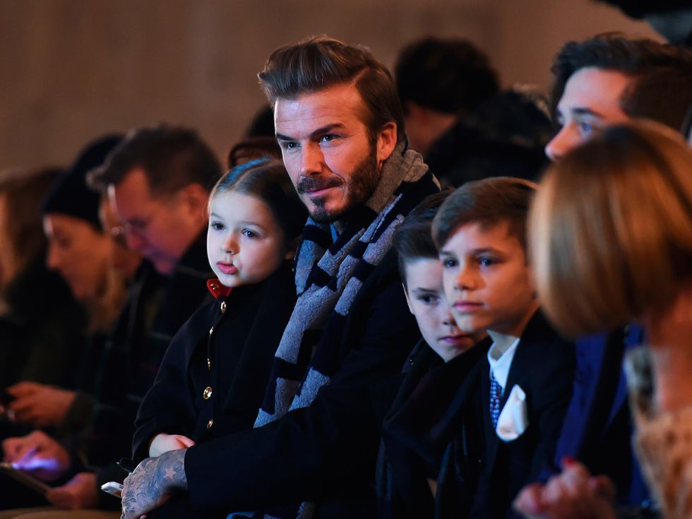 Beckham family on the Victoria Beckham front row