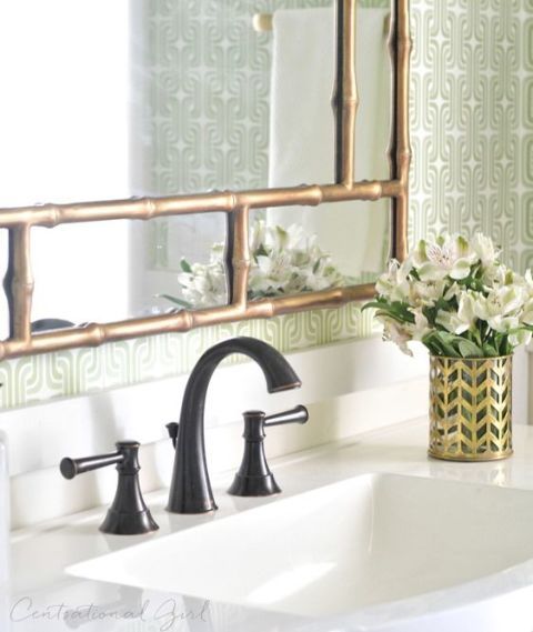 Green and Gold Bathroom Makeover