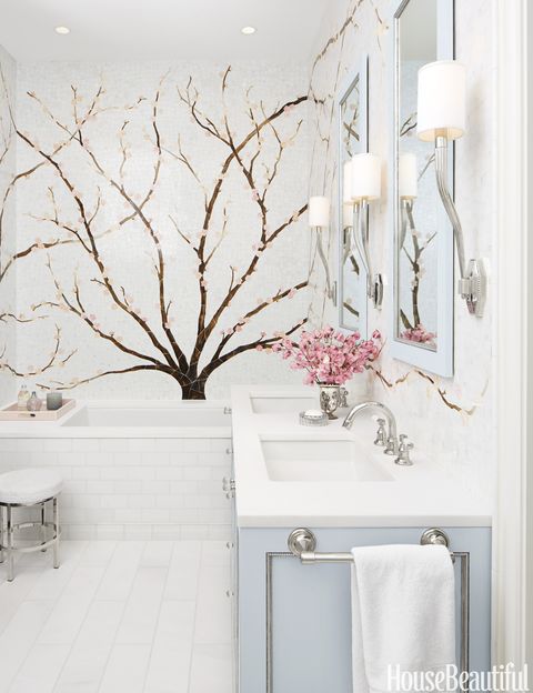 cherry blossom bathroom mural