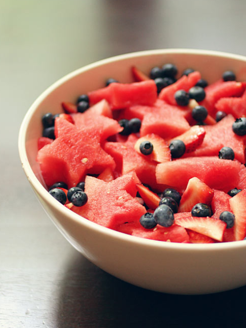 fruit salad Summer screams for watermelon, and this recipe takes it to the next level with star shapes. Mix it in with blueberries and strawberries for extra pop. <a target="_blank" href="http://witandwhistle.com/2011/07/05/cookie-cutter-fruit-salad/"><em>Get the recipe at Wit and Whistle »</em></a>