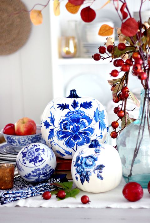 Blue Porcelain Pumpkins