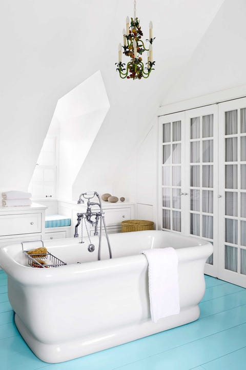 White, Room, Bathtub, Interior design, Furniture, Property, Bathroom, Tap, Wall, Floor, 