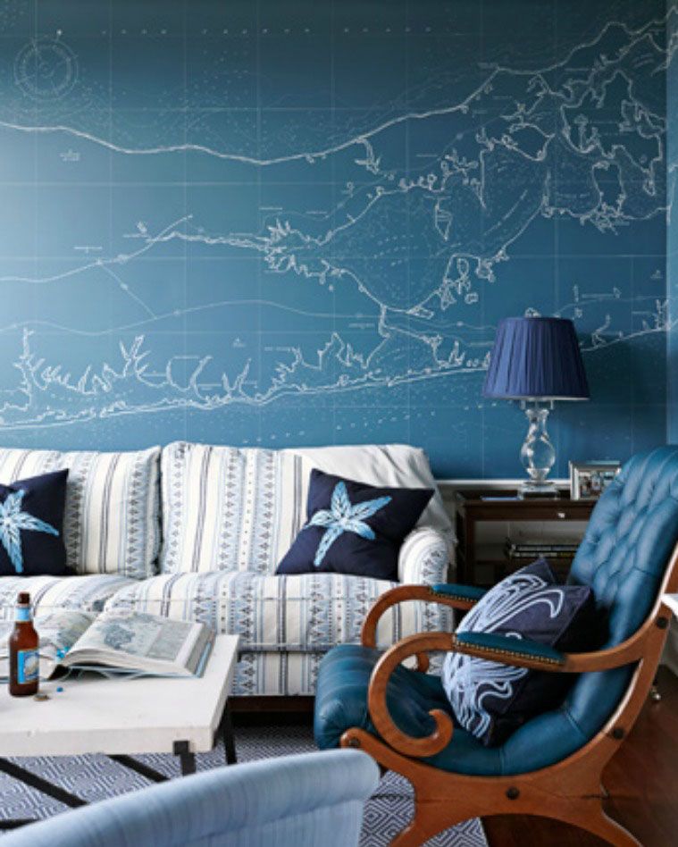 blue map wall