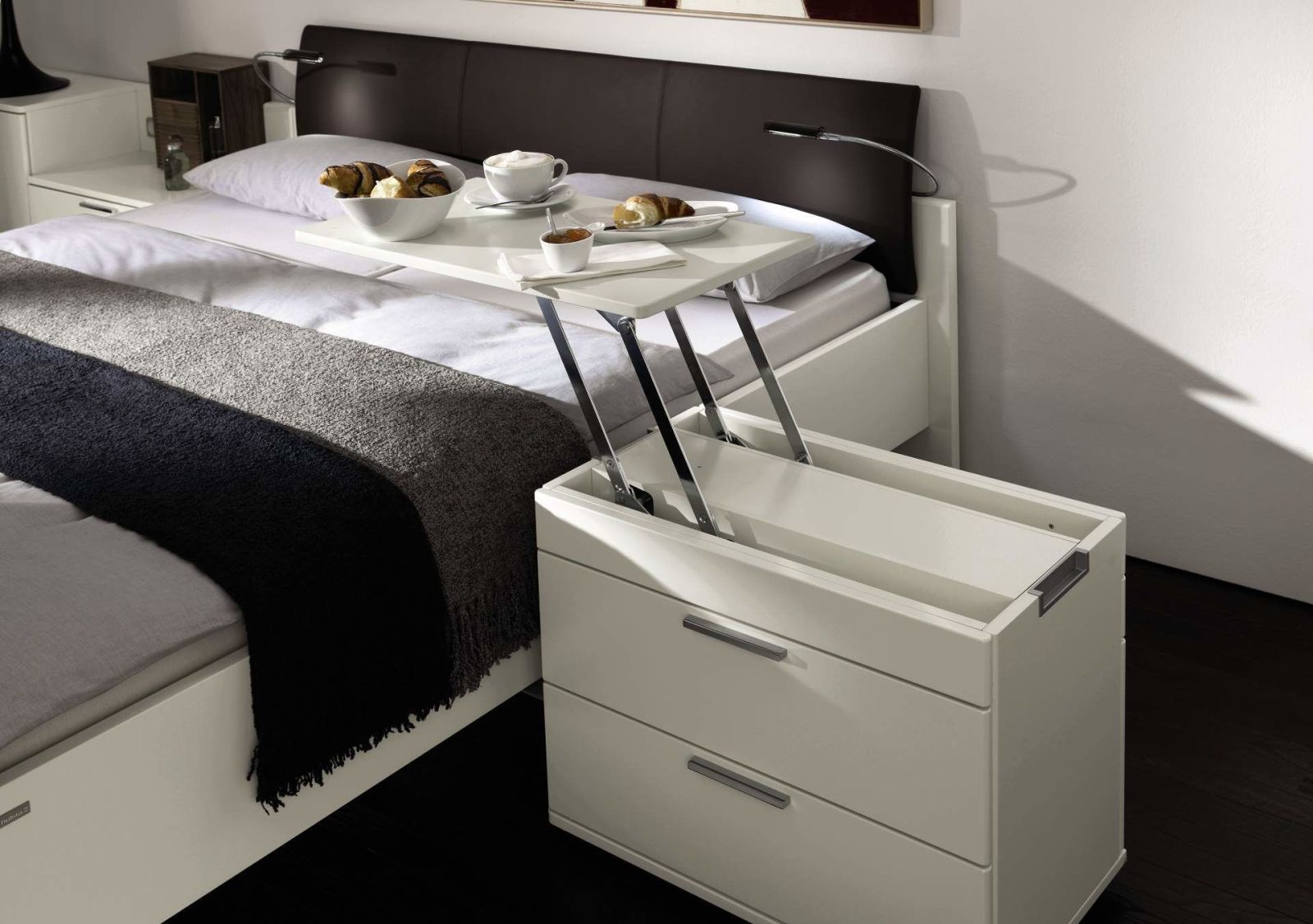 Table that deals attaches to bed