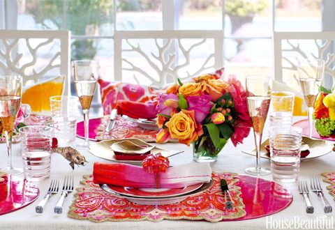Pink, Centrepiece, Flower, Yellow, Table, Decoration, Room, Flower Arranging, Tableware, Floral design, 