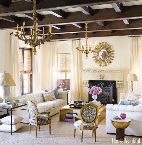 spanish colonial living room with fireplace