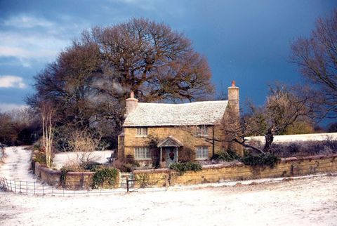 Branch, House, Rural area, Home, Roof, Village, Cottage, Farmhouse, Paint, Snow, 