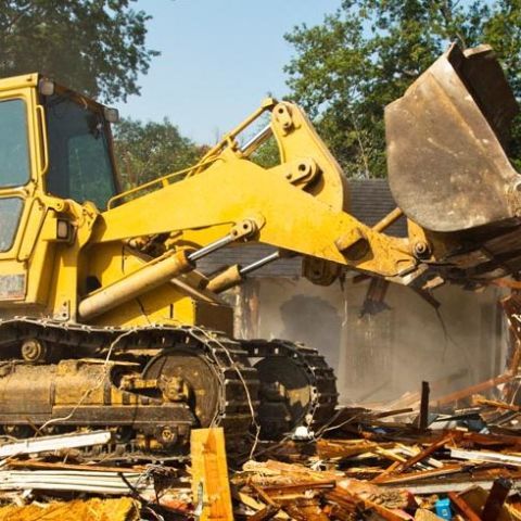 Nature, Yellow, Property, Demolition, Construction equipment, Machine, Building material, Bulldozer, Scrap, Waste, 