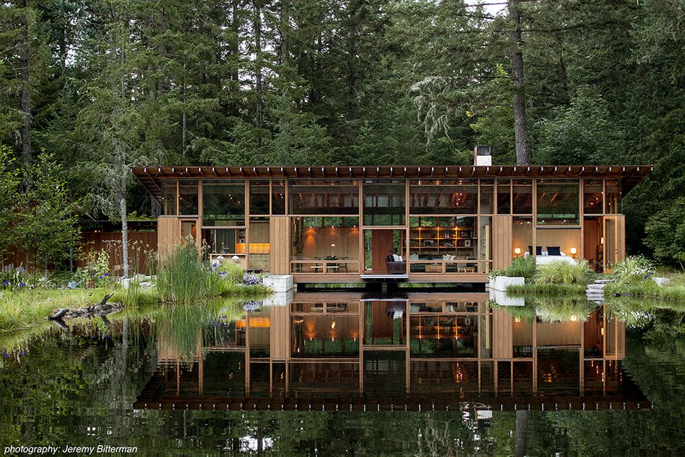 Reflection, Pond, Wetland, Bayou, Eco hotel, Boathouse, Marsh, Inn, Log cabin, Lacustrine plain, 