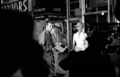<p>With Tom Ewell on the set of <em>The Seven Year Itch</em> in 1954</p>
