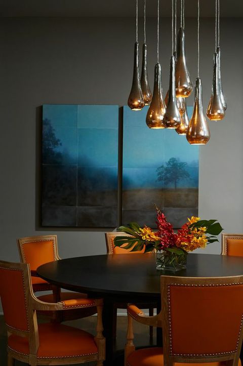Room, Interior design, Table, Glass, Furniture, Amber, Chair, Orange, Interior design, Hardwood, 