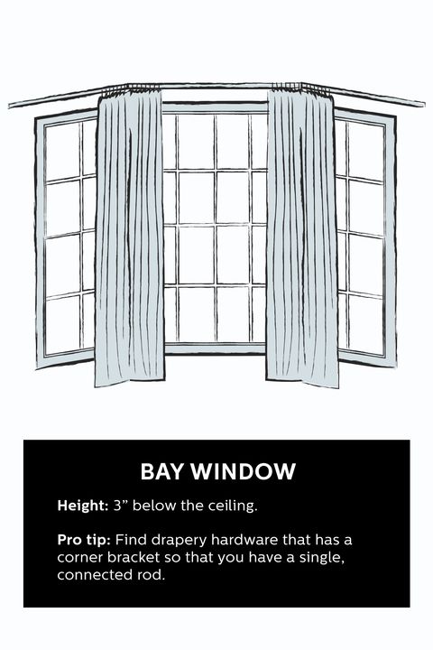 how to hang curtains bay window
