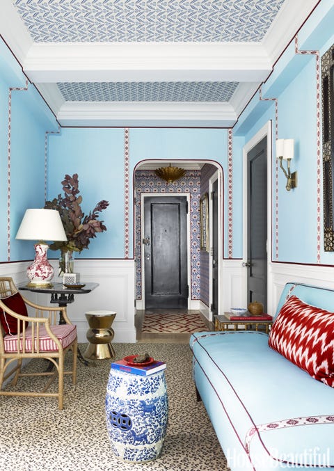 colorful apartment in red blue and purple interior designer mark