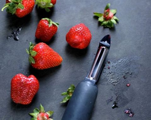 use a vegetable peeler to hull strawberries