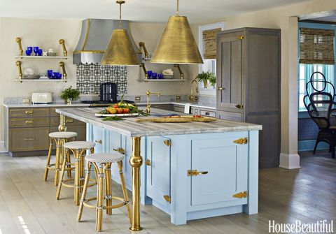 Colleen Bashaw Blue and Brass Kitchen