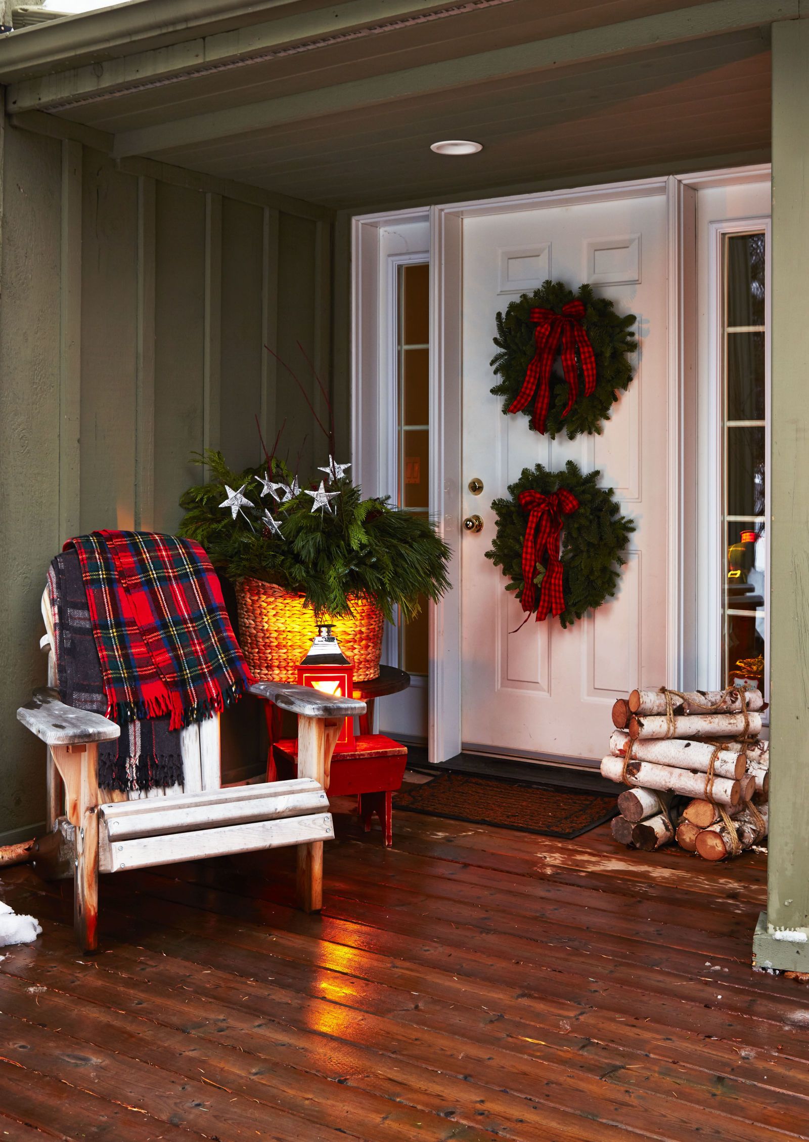 Enclosed Porch Decorated For Christmas