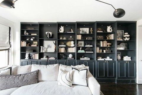 Black Built In Bookcase Trend Dark, Black Bedroom Shelves