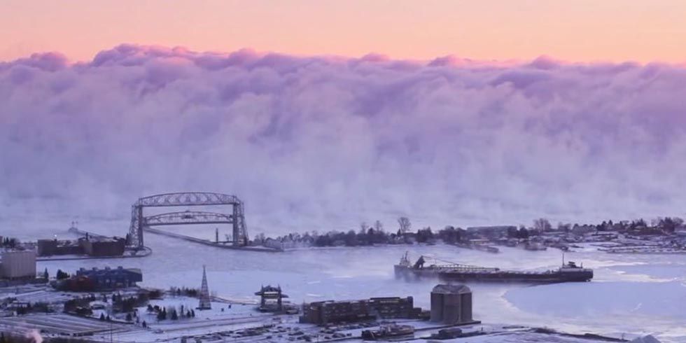 Sea Smoke Wall Over Lake Superior Lake Fog In Duluth
