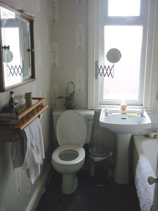 Plumbing fixture, Room, Interior design, Bathroom sink, Property, Architecture, Toilet seat, Wall, Purple, Flooring, 
