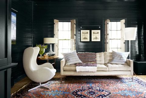 black shiplap living room
