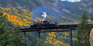 Nature, Transport, Rolling stock, Railway, Train, Steam engine, Highland, Railroad car, Locomotive, Smoke, 