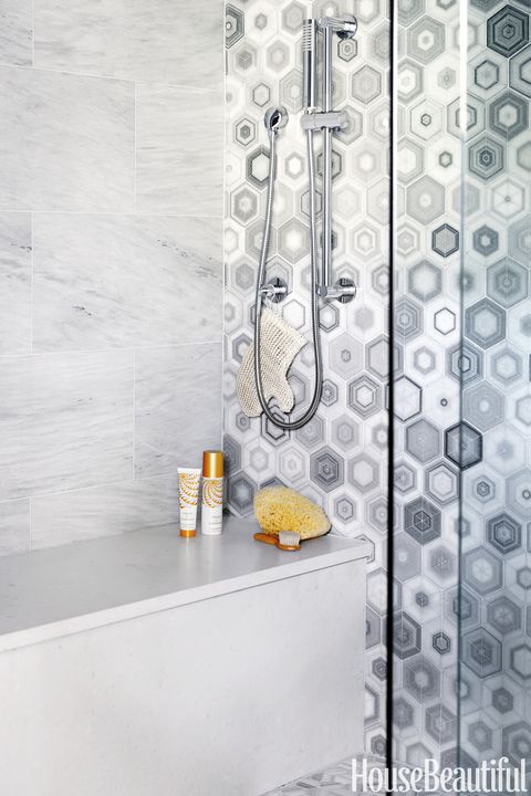 Shower With Hexagonal Tiles