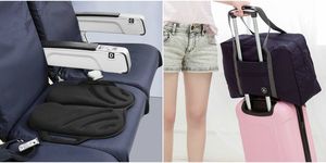 Bag, Hand luggage, Product, Shoulder, Leg, Car seat, Baggage, Fashion accessory, Pocket, Luggage and bags, 