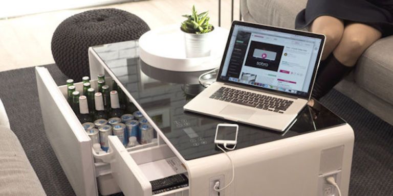 At tilpasse sig sikkert træt af Sobro Cooler Coffee Table - Table With Refrigerated Drawer and Speakers