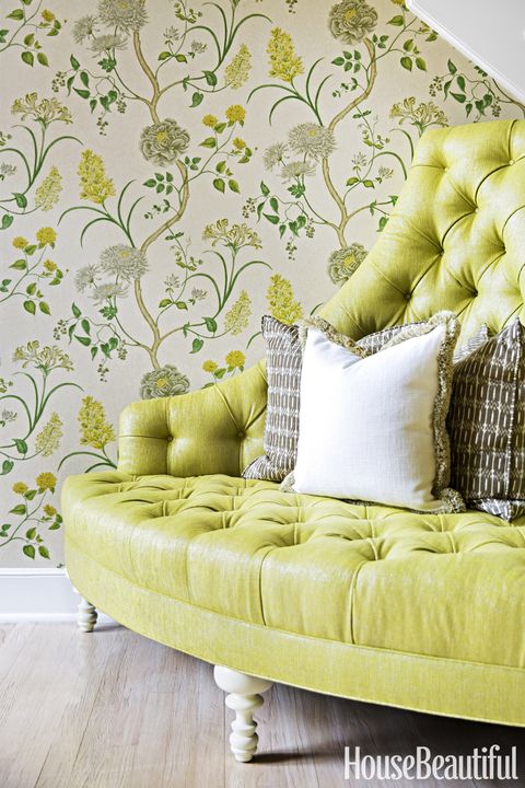 green tufted bench