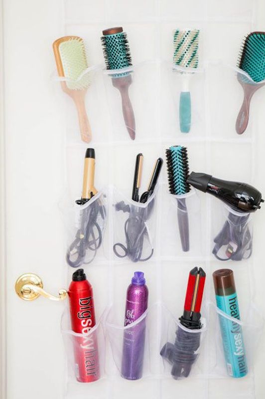 This hair tool organizer keeps my bathroom organized