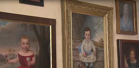 Picture frame, Painting, Room, Art, Visual arts, Antique, Tourist attraction, Child, Portrait, Art gallery, 