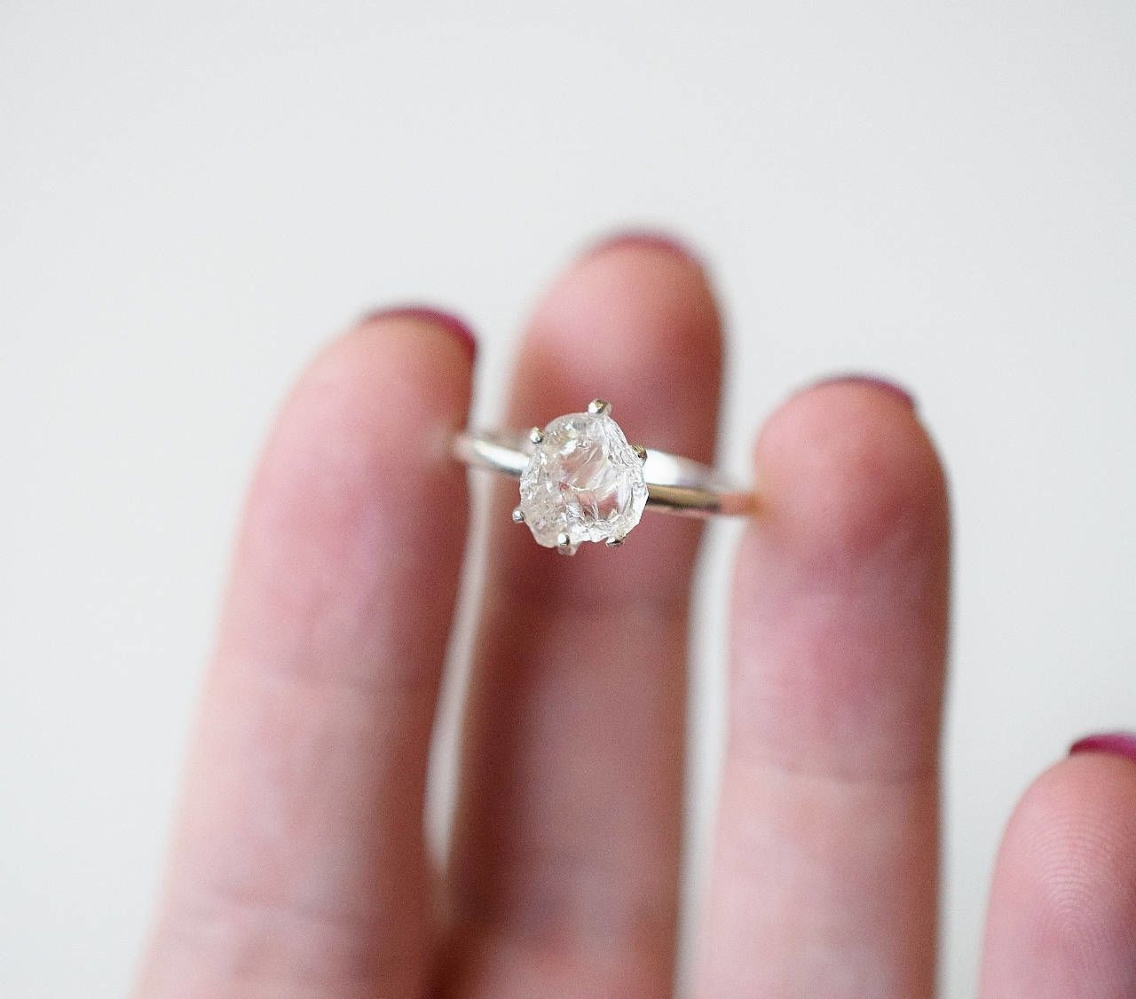 Raw uncut rough diamond 18ct gold engagement ring – Caroline Brook Jewellery