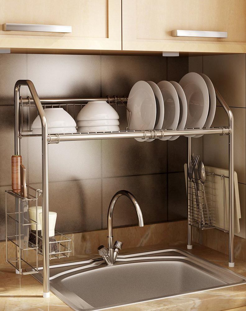 Home Kitchen Dishwashing Sink Organiser Sponge Storage Holder Draining Basket 