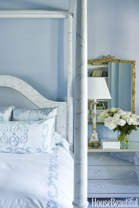 Blue, Room, Textile, Interior design, Petal, Linens, Wall, Home, Bedding, Bed, 