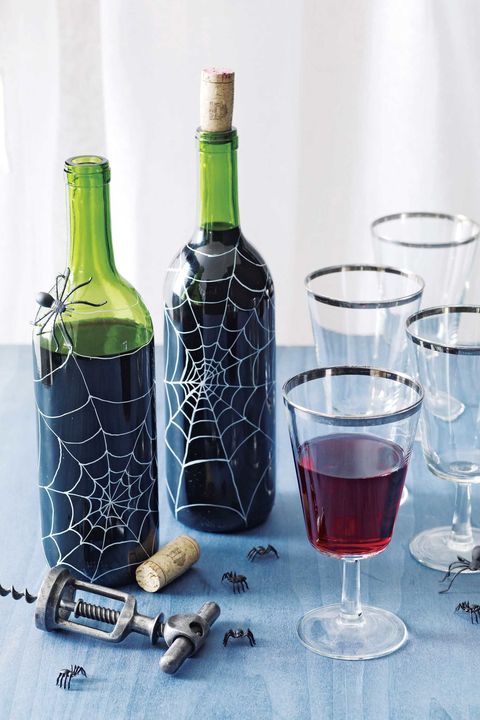 spider web wine bottles