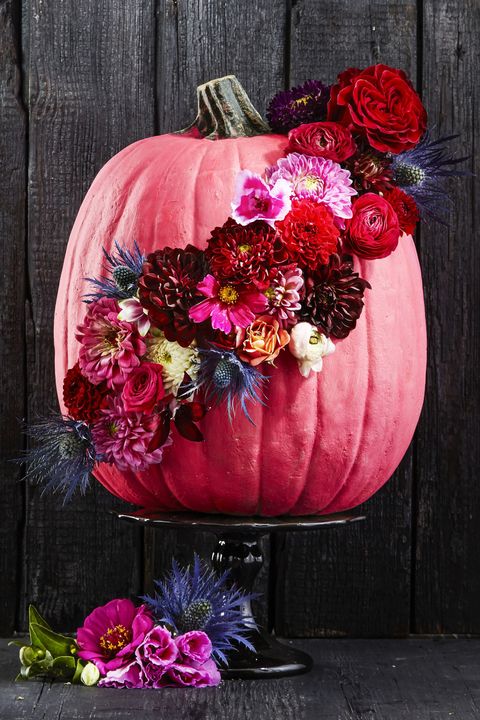 halloween pumpkin with flowers