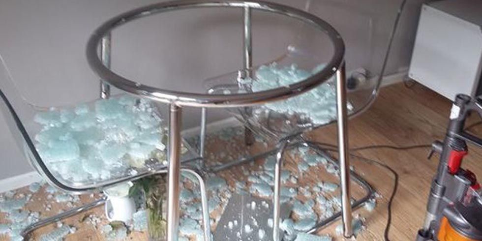 Ikea Salmi Glass Table Shattered, Small Round Glass Coffee Table Ikea