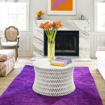 Furniture, Living room, Room, Interior design, Property, Purple, Table, Coffee table, Violet, Floor, 