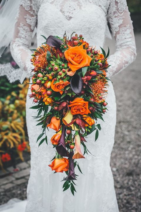 Flower Arranging, Bouquet, Floristry, Flower, Orange, Floral design, Cut flowers, Plant, Wedding dress, Bride, 