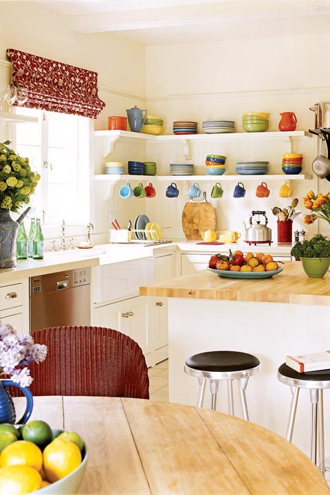 Room, Kitchen, Countertop, Yellow, Furniture, Interior design, Green, Property, Shelf, Orange, 